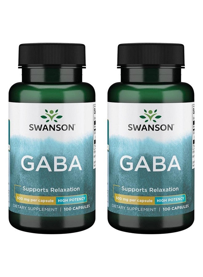 سوانسون Swanson GABA - مكمل الأحماض الأمينية لتعزيز الهدوء والاسترخاء لدعم النوم المريح - تركيبة عالية الفعالية لدعم مستويات التوتر الصحية - (100 كبسولة، 500 مجم لكل منها) عبوة من قطعتين - Image 1