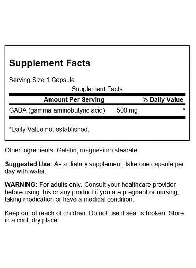 سوانسون Swanson GABA - مكمل الأحماض الأمينية لتعزيز الهدوء والاسترخاء لدعم النوم المريح - تركيبة عالية الفعالية لدعم مستويات التوتر الصحية - (100 كبسولة، 500 مجم لكل منها) عبوة من قطعتين - Image 2