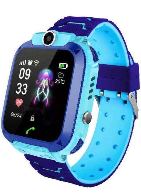 MK06 Blue Smart Watch with Sim Slot, Camera, and Real-Time Tracker for Kids