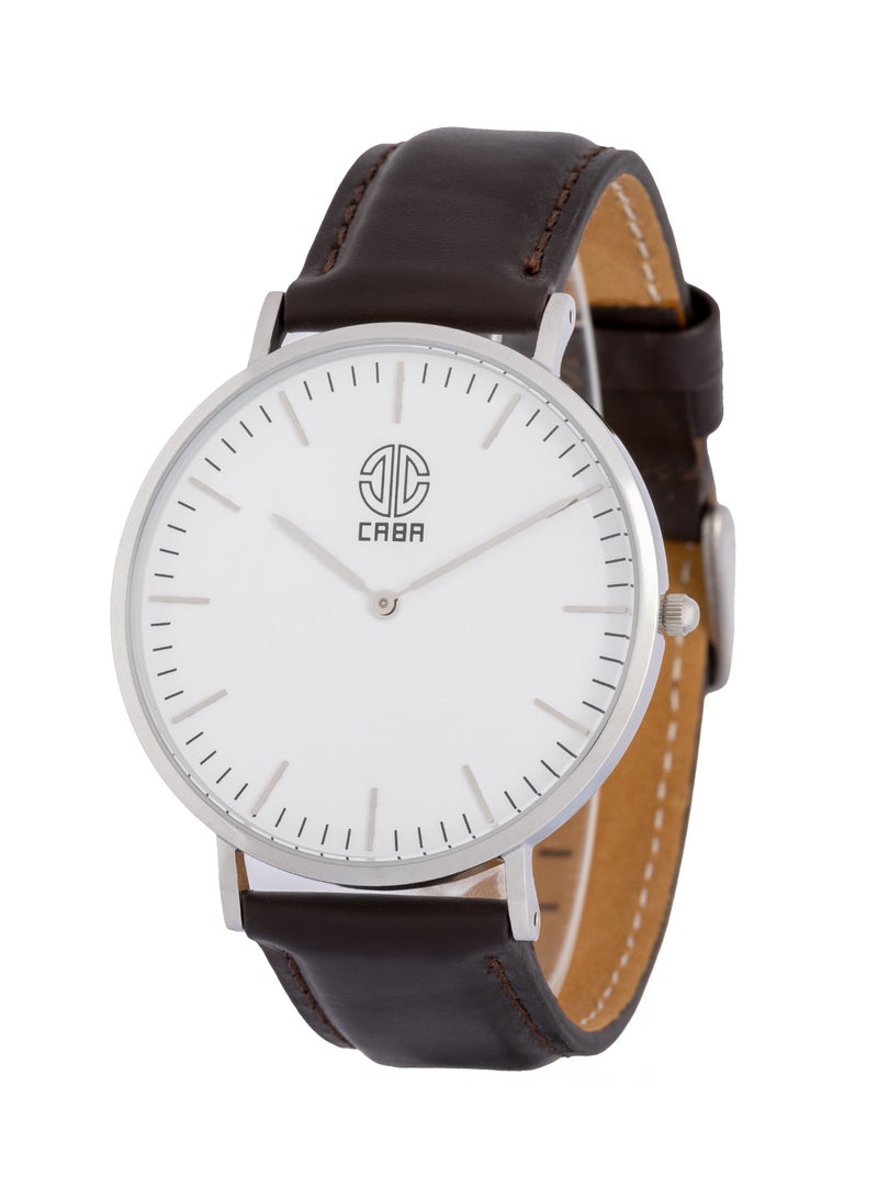 CABA Men's Watch, Classic Design, Luxury Leather Watch Strap, Waterproof, Leather Strap, Dark Brown - 310119002337M - Image 1
