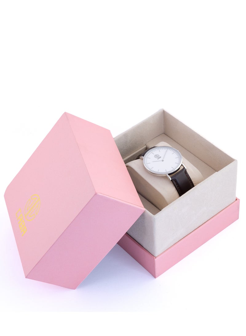 CABA Men's Watch, Classic Design, Luxury Leather Watch Strap, Waterproof, Leather Strap, Dark Brown - 310119002337M - Image 2