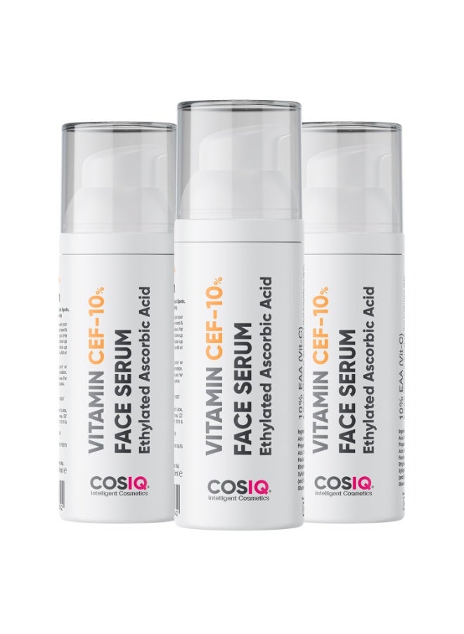 CosIQ Cos-IQ 10% Vitamin CEF Serum, 30ml*3 | With Vitamin E & Ferulic Acid | Glowing & Brightening Skin | Anti-Aging Serum for Wrinkles, Fine Lines & Dark Spots | All Skin Types - Image 1