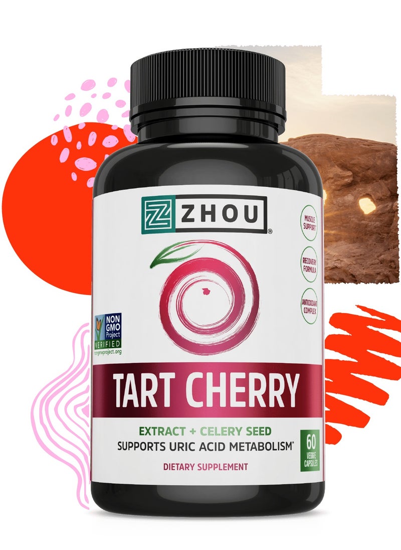Zhou Nutrition Tart Cherry Extract + Celery Seed, 60 Veggie Capsules 