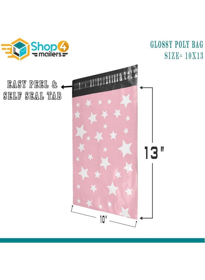 Shop4Mailers 10 X 13 Glossy Light Pink And White Stars Decorative Plastic Poly Mailer Bags Waterproof Shipping Mailing Envelope 2 Mil Permanent Adhesive Seal (100 Pack L. Pink) - Image 2