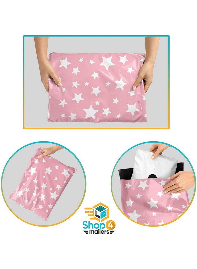 Shop4Mailers 10 X 13 Glossy Light Pink And White Stars Decorative Plastic Poly Mailer Bags Waterproof Shipping Mailing Envelope 2 Mil Permanent Adhesive Seal (100 Pack L. Pink) - Image 4