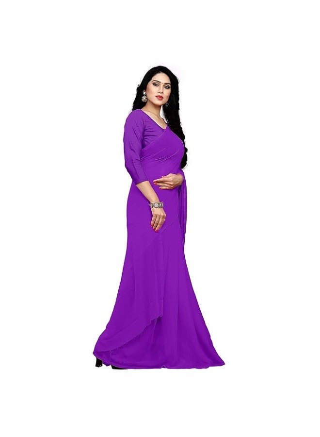 Sidhidata ساري جورجيت نسائي من سيديداتا مع قطعة بلوزة غير مخيطة - Image 2