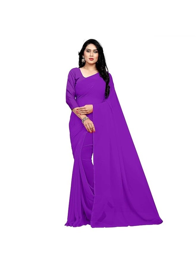 Sidhidata ساري جورجيت نسائي من سيديداتا مع قطعة بلوزة غير مخيطة - Image 1