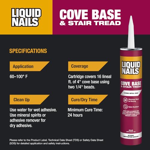 LIQUID NAILS CB-10 Cove Base and Stair Tread Adhesive (10-Ounce) - Image 5