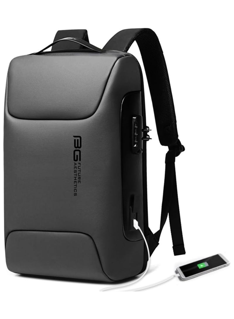 BANGE Anti Theft Backpack with USB charging Port,Lightweight Business Backpack for Men and Women   Grey(one Pocket) - Image 1