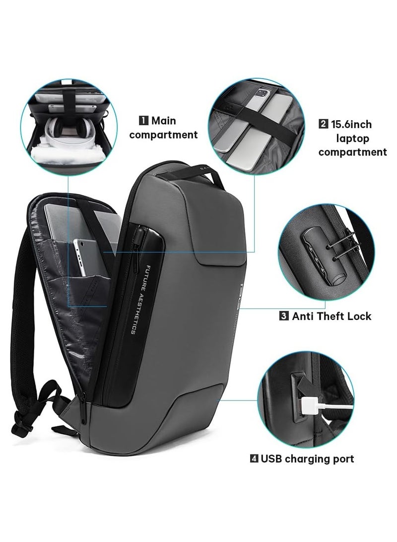 BANGE Anti Theft Backpack with USB charging Port,Lightweight Business Backpack for Men and Women   Grey(one Pocket) - Image 2