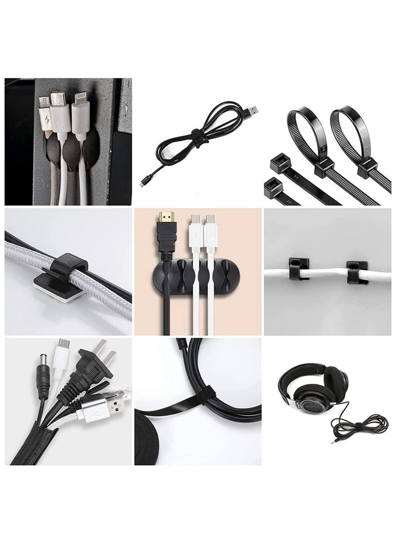 NNEWVANTE 173 Pcs Cable Management Organizer Kit, Adhesive Cable Clips Holder,Cable Ties,Adhesive Wall Cable Tie,Fasten Cable Ties  - Image 4