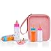 SCOM Baby Doll Bottle Accessories 6 Pcs Feeding Bottle Toys Magic Disappearing Milk Juice Pretend Play Set with Pacifiers Kids Gift Light Pink - Image 4