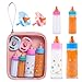 SCOM Baby Doll Bottle Accessories 6 Pcs Feeding Bottle Toys Magic Disappearing Milk Juice Pretend Play Set with Pacifiers Kids Gift Light Pink - Image 2