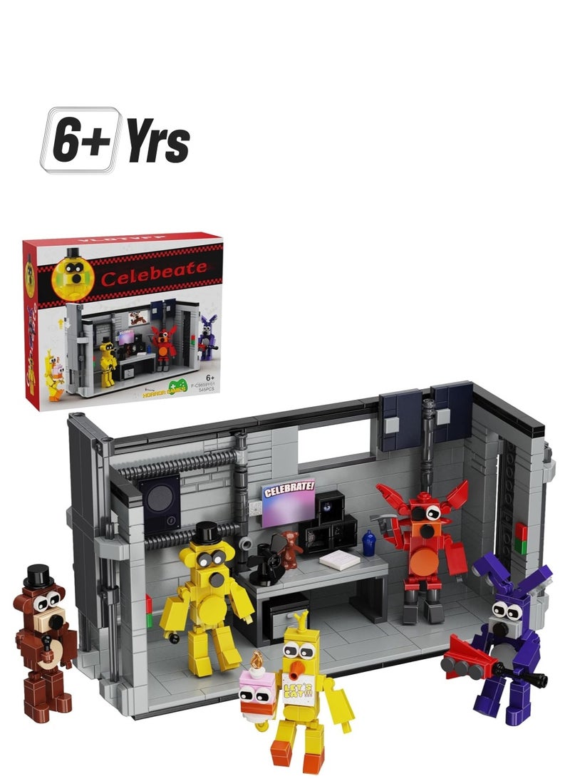 General Five Nights Security Room Action Figure Building Block Set Fazbear Fredy Monster with Stage Horror Game Toys Compatible with Lego  - Image 1