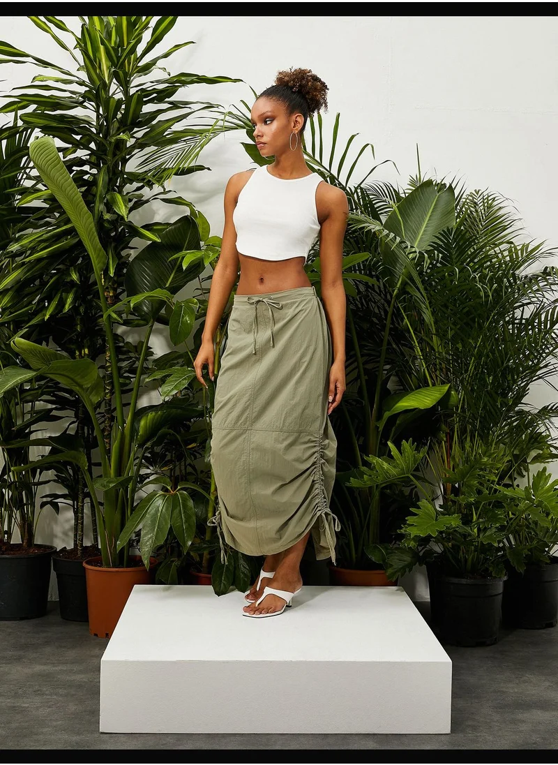 كوتون Shirred Slitted Maxi Parachute Skirt