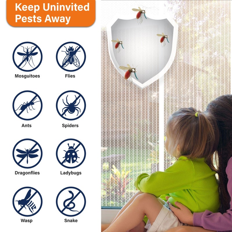 Mdavo Magnetic Screen Door, Heavy Duty Door Screen Magnetic Closure Keep Bugs Out,Pet & Kid Friendlyï¼ŒHands Free Door Screen Fit Door Size 32 x 80 Inches White - Image 4