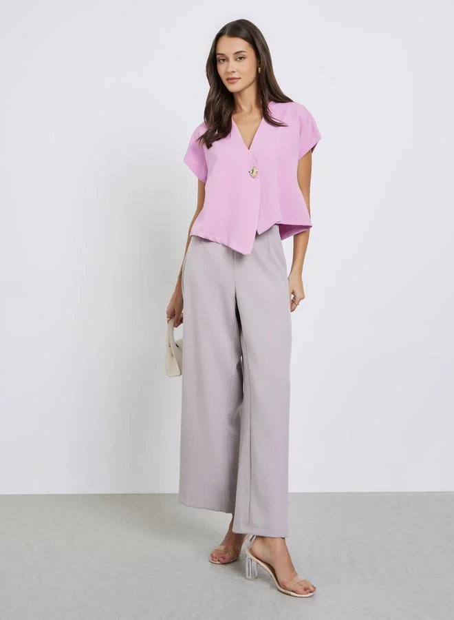 Styli Styli Pink Short Sleeve Blouse