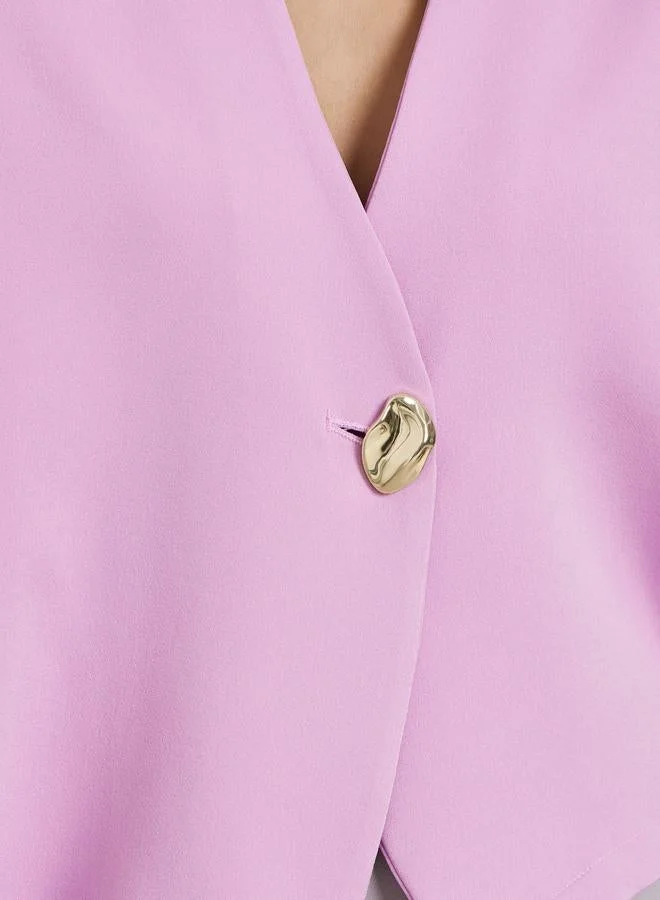 ستايلي بلوزة سادة بأكمام قصيرة