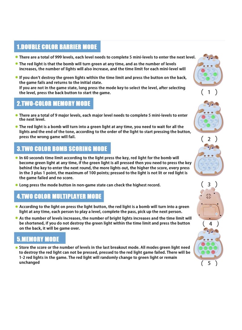 Excefore لعبة بوب المضيئة، لعبة فidgets حسية مع أنماط مضيئة، لعبة ضرب الثور، أوضاع ألعاب متعددة، لعبة لغز الفقاعات السريعة للأطفال، استرخاء للبالغين وتخفيف الضغط - Image 4