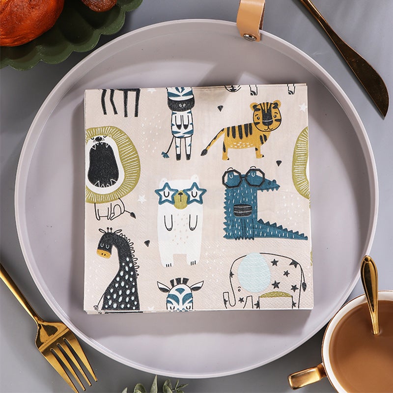 Supply Spot New Leaves Color Printing Napkin Paper Towel Western Restaurant Bakery For Facial Tissue - Image 1