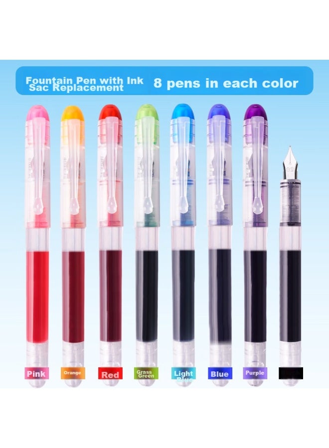 Snowhite Direct-fill Fountain Pen, Colorful Planner Pen, Art Pen, Calligraphy Practice Pen, Children's Pen, Erasable, No Need To Replace Ink Cartridge, F Fine Nib, Colorful, 8 Pieces, Fp20 - Image 1