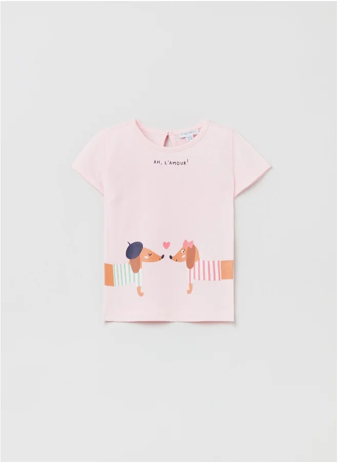 او في اس OVS Baby Girl Sausage Dog Print T-Shirt