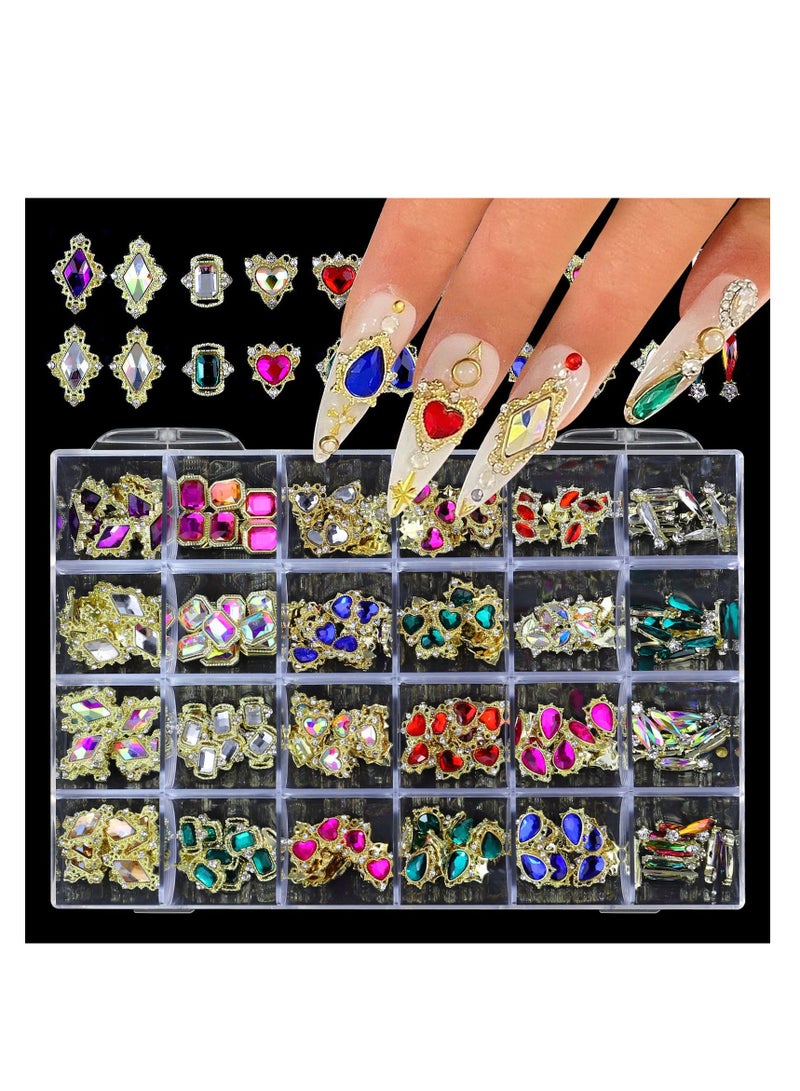 Nail Rhinestones for Acrylic Nails Nail Art Rhinestones Kit Round Beads Flatback Crystals Multi Shapes 3D Glass with Flatback Round Bead Charm Gem Stone Jewelry Diamond for Nail Art DIY Crafts - Image 1