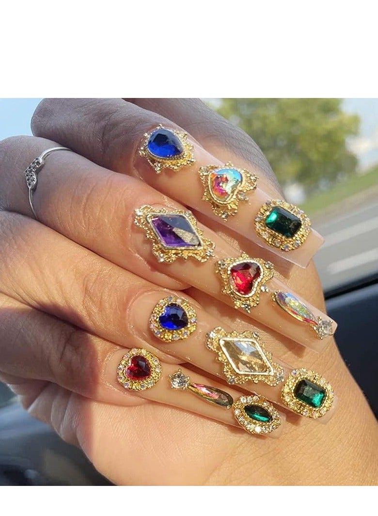 Nail Rhinestones for Acrylic Nails Nail Art Rhinestones Kit Round Beads Flatback Crystals Multi Shapes 3D Glass with Flatback Round Bead Charm Gem Stone Jewelry Diamond for Nail Art DIY Crafts - Image 4