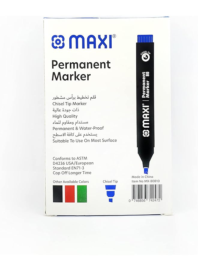 Maxi Permanent Marker Chisel Box Of 10Pc Blue - Image 5