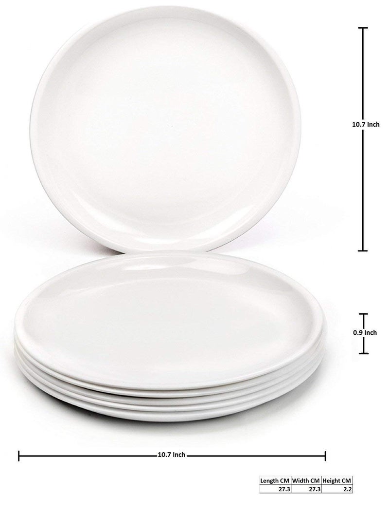 Everbuy Microwave Safe & Unbreakable Round Full Plates (White, Set of -9) - Image 3