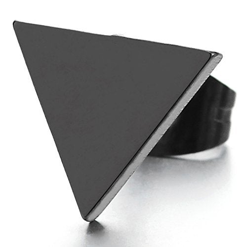 COOLSTEELANDBEYOND أقراط مثلث مسطح سوداء من الفولاذ المقاوم للصدأ مقاس 8 مم للرجال والنساء، 2 قطعة - Image 2