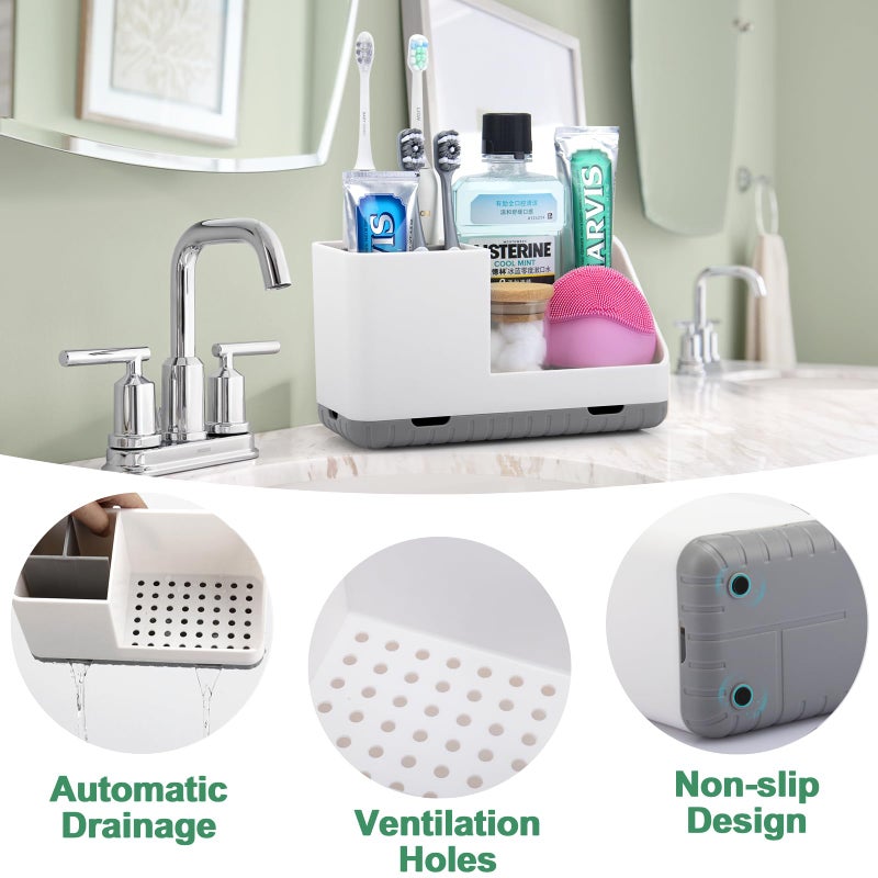 PARKMANI Toothbrush Holders for Bathrooms, Kids Electric Toothbrush and Toothpaste Holder with Drainage, Tooth Brush Holder for Bathroom Countertop Organizer (Grey) - Image 5