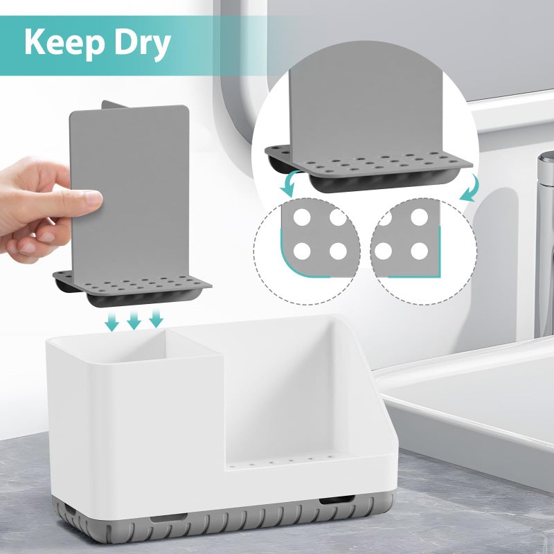 PARKMANI Toothbrush Holders for Bathrooms, Kids Electric Toothbrush and Toothpaste Holder with Drainage, Tooth Brush Holder for Bathroom Countertop Organizer (Grey) - Image 3