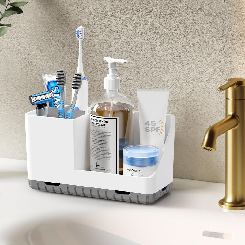PARKMANI Toothbrush Holders for Bathrooms, Kids Electric Toothbrush and Toothpaste Holder with Drainage, Tooth Brush Holder for Bathroom Countertop Organizer (Grey) - Image 2