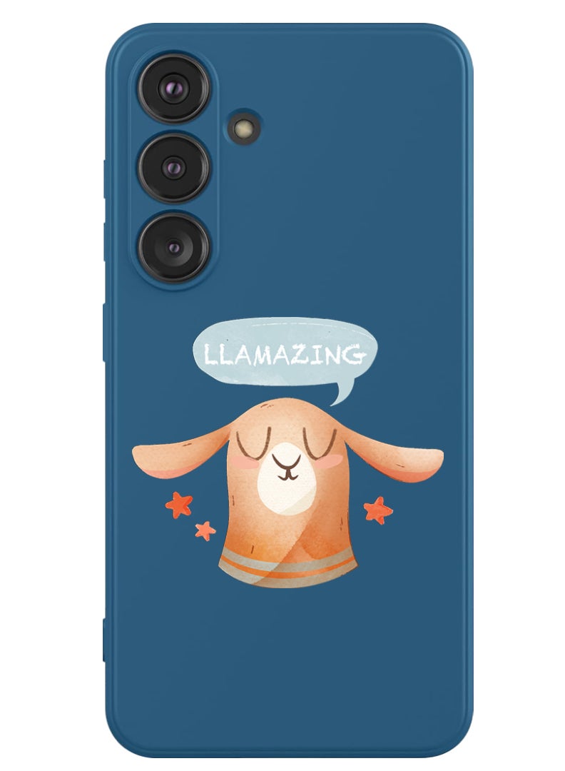 Theodor Protective Slim Fit Case Liquid Silicone Cover with Full Body Protection Anti-Scratch Shockproof Case For Samsung Galaxy S24 Plus (Blue) - Llamazing lama  - Image 1