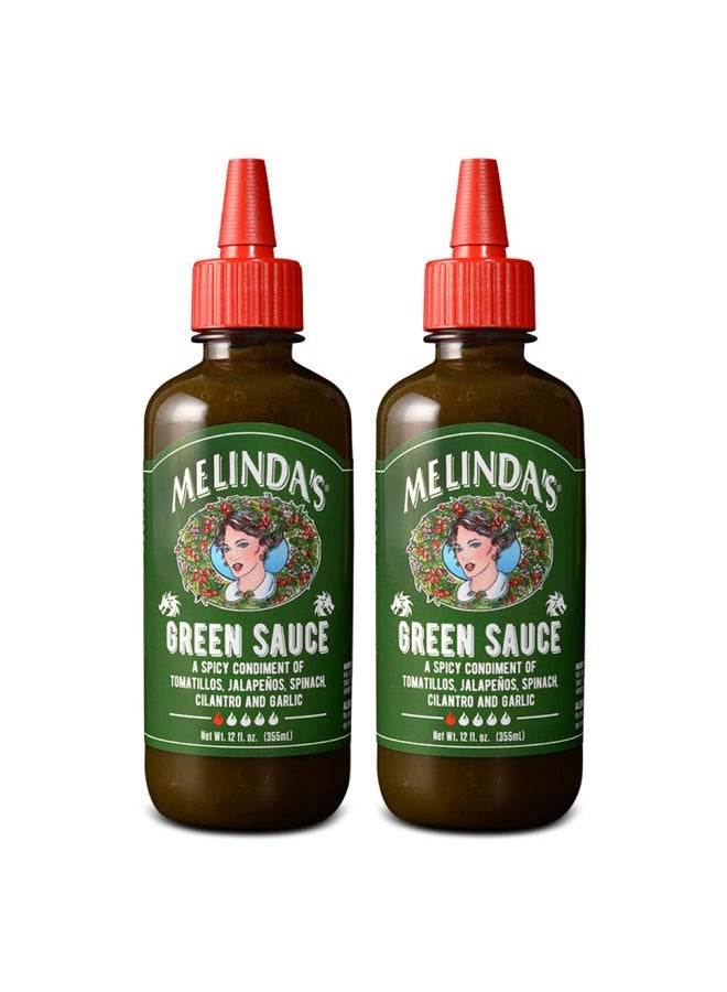 Melinda's Melinda'S Green Sauce - Mild Chile Green Spicy Gourmet Sauce Made With Fresh Ingredients, Tomatillos, Jalapeño, Spinach & Coriander - Kosher - 12 Oz, Pack of 2 - Image 1