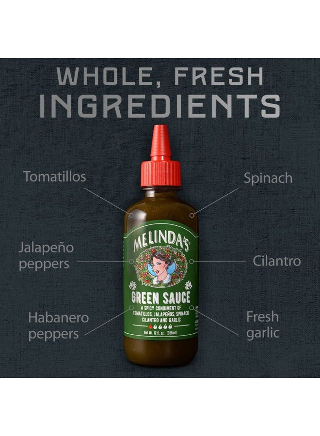 Melinda's Melinda'S Green Sauce - Mild Chile Green Spicy Gourmet Sauce Made With Fresh Ingredients, Tomatillos, Jalapeño, Spinach & Coriander - Kosher - 12 Oz, Pack of 2 - Image 3