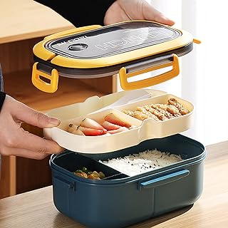 Chchmu Bento Box with Compartments Portable Lunch Box with Handle Leakproof Salad Box Double-layered Lunch Containers - Image 1