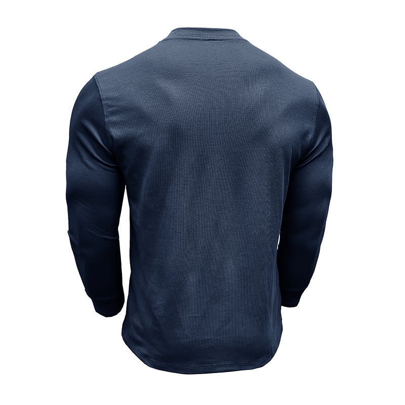 Men''s Long-sleeved T-shirt and Foreign Trade Men''s Henry Shirt Autumn Base Shirt Top - Image 5