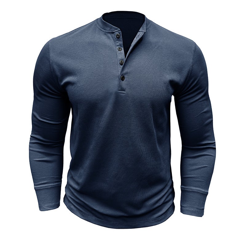 Men''s Long-sleeved T-shirt and Foreign Trade Men''s Henry Shirt Autumn Base Shirt Top - Image 3