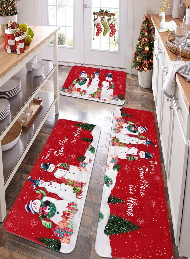FRAMICS Christmas Kitchen Mat 3 Pcs, Winter Snowman Christmas Rugs for Kitchen Floor, Christmas Tree Kitchen Rugs Non Slip Washable, Christmas Decorations, Gift, 18" x 60" + 18" x 48" + 18" x 30" - Image 4