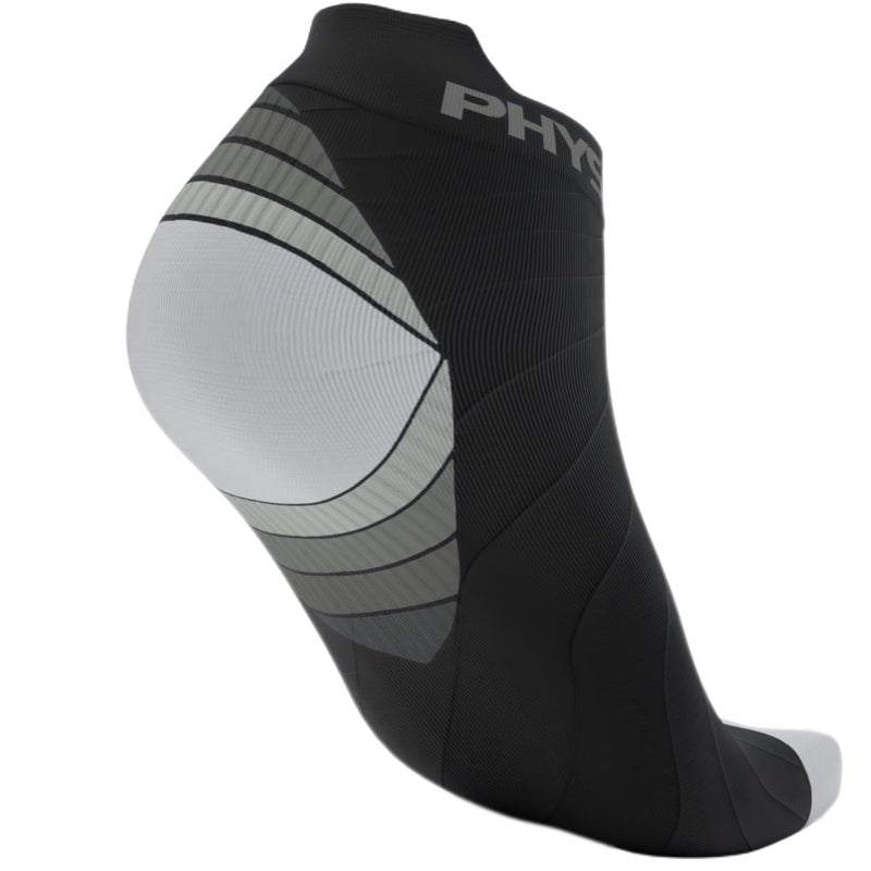 Physix Gear Sport Physix Gear Short Compression Socks for Men & Women - Best Low Compression Socks Women & Men with Arch Support, Ideal for Running, Plantar Fasciitis comfort, and Swelling - Ankle, Black/Grey, L/XL - Image 1