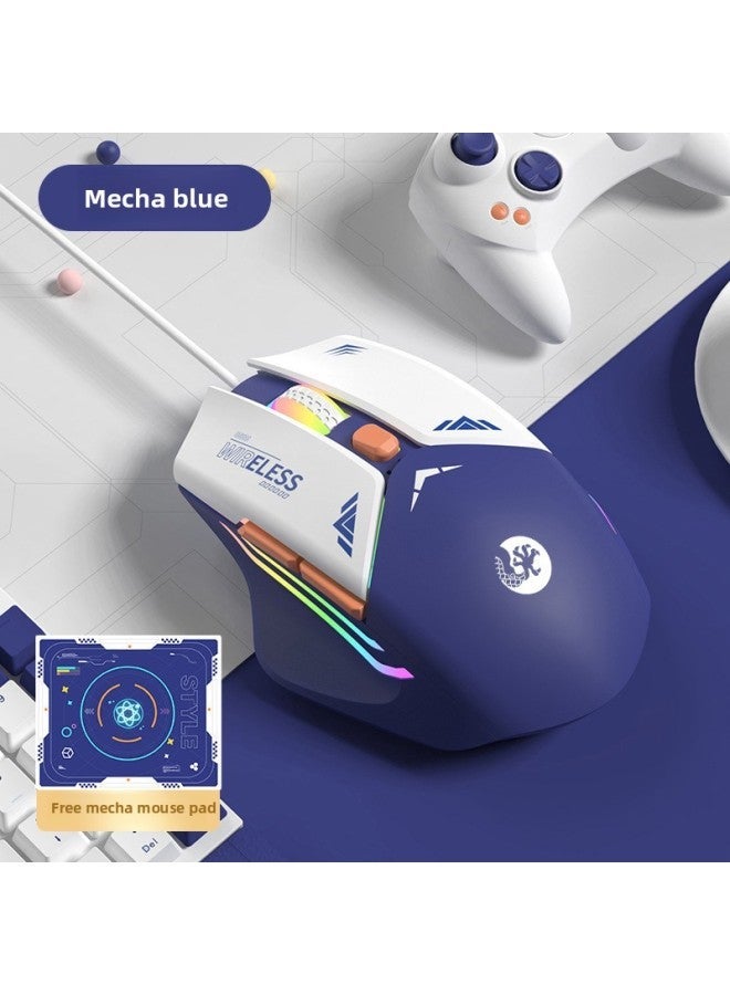 Game Mouse Wired Mute Silent Mechanical Electric Competition Special Cf Office Usb Desktop Notebook Computer Universal-Color:Mecha Blue [silent Button + Imported Chip] Free Mecha Pad-Interface:Official Standard  - Image 1