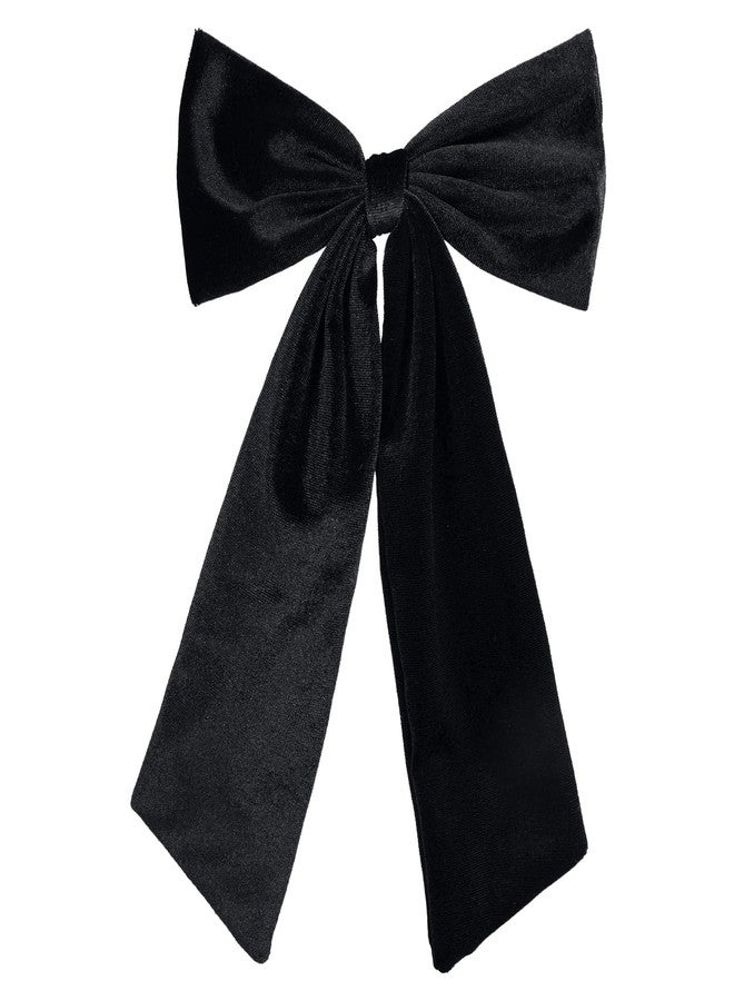 melyde 6.5 Inch Velvet Hair Bow Clip Classic Bowknot Ponytail Holder Long Velvet Ribbon Barrette Hair Accessories for Women Girls, Black - Image 1