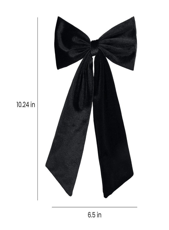 melyde 6.5 Inch Velvet Hair Bow Clip Classic Bowknot Ponytail Holder Long Velvet Ribbon Barrette Hair Accessories for Women Girls, Black - Image 5