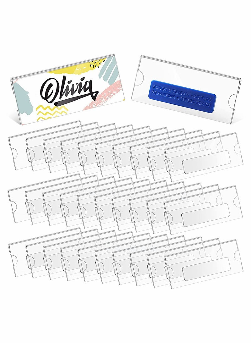 SYOSI 10 Pack Magnetic Name Badge Holder Magnetic Name Tags Kit with 3 Neodymium Magnets Clear Acrylic Mini Sign Display Holder DIY Name Label for School Business Office Teachers Doctors Waiters - Image 5