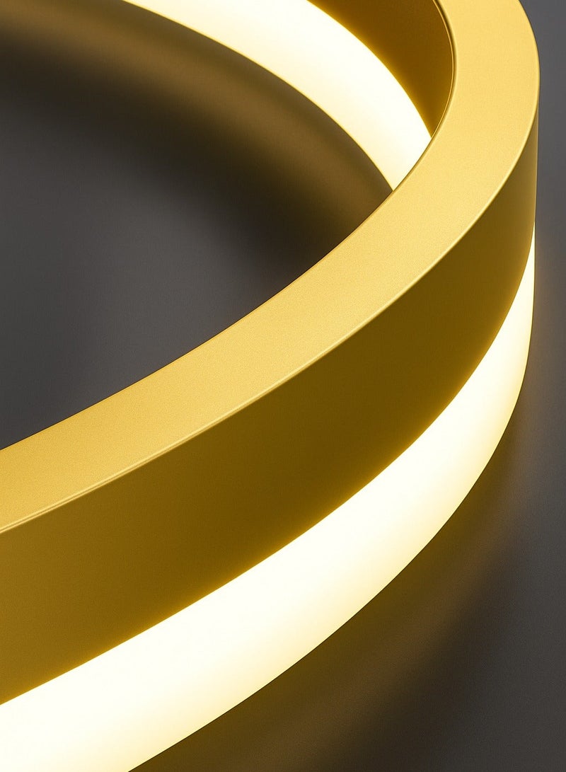 AL THURAYAT Luxurious and modern 60cm LED chandelier with three gold-colored circular LED rings, 3 lighting colors, made of high-quality materials, and comes with remote control. - Image 4