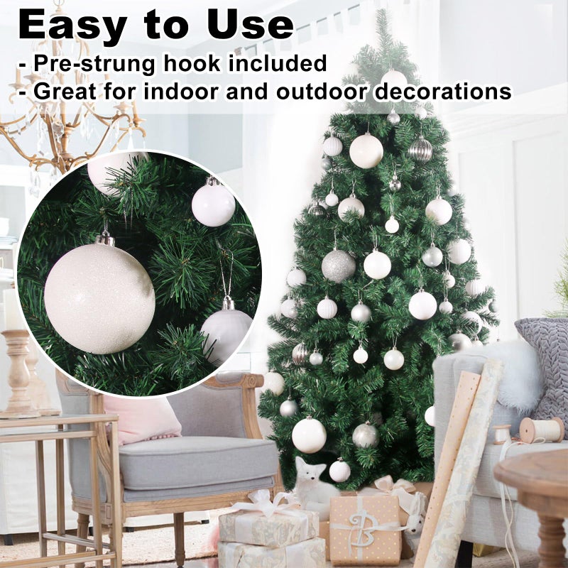 GameXcel White 4.0"" Large Christmas Balls - Christmas Tree Decoration Ornaments Shatterproof Hanging Balls for Birthday Halloween Holiday Wedding Decorations Set of 4pcs - Image 5