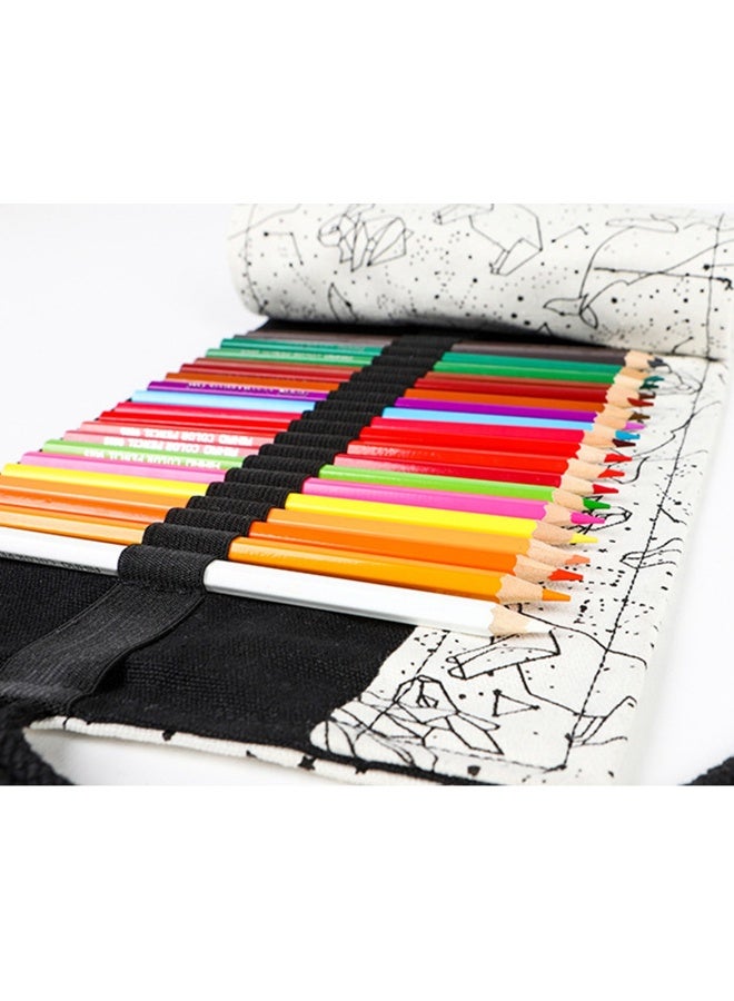 Loquat Canvas Pencil Wrap Case, Roll Up Pencil Storage Holder for Sketching Drawing Writing, Multi Purpose Constellation Pattern Pen Organizer Bag for Adults, Artists, Sketchers  Children Size: 72 Holes - Image 3