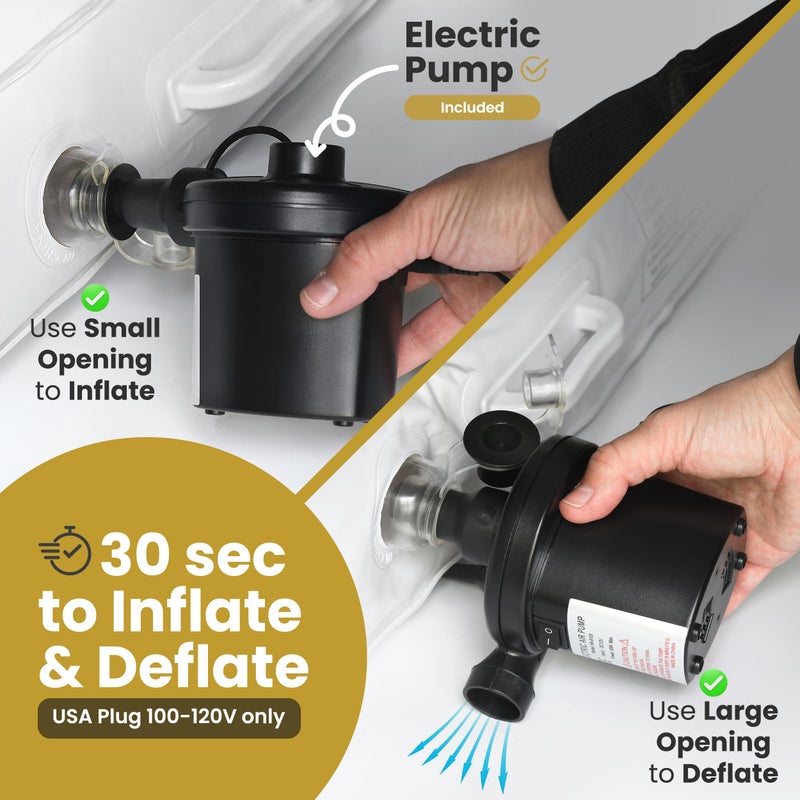 ELTOW سرير السفر القابل للنفخ للأطفال من ELTOW، مرتبة هوائية للأطفال مع جوانب، سرير سفر للأطفال مع مضخة وحقيبة حمل متضمنة - رمادي شيفرون - Image 4